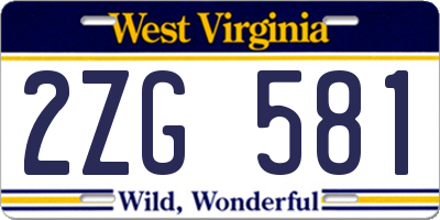WV license plate 2ZG581