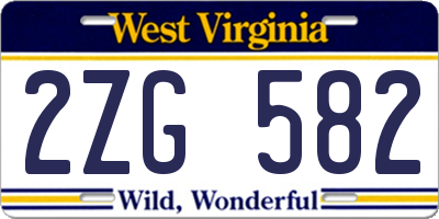 WV license plate 2ZG582