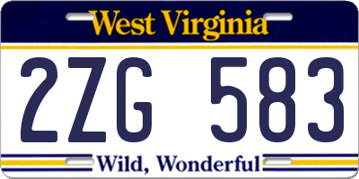 WV license plate 2ZG583