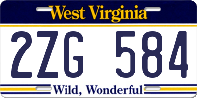 WV license plate 2ZG584