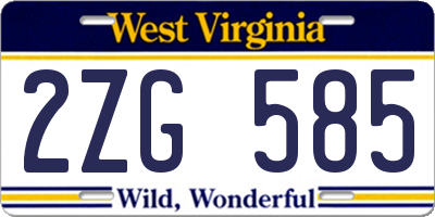 WV license plate 2ZG585
