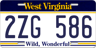WV license plate 2ZG586