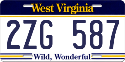 WV license plate 2ZG587