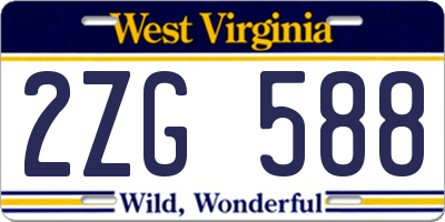 WV license plate 2ZG588