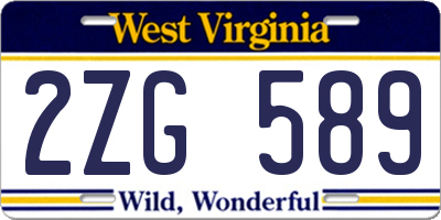 WV license plate 2ZG589