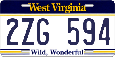 WV license plate 2ZG594