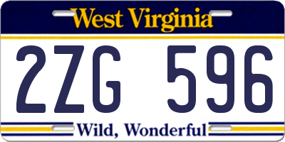 WV license plate 2ZG596