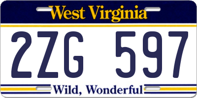WV license plate 2ZG597