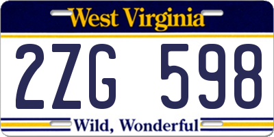 WV license plate 2ZG598