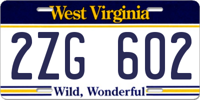 WV license plate 2ZG602