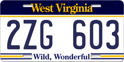 WV license plate 2ZG603