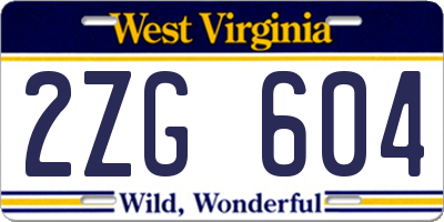 WV license plate 2ZG604
