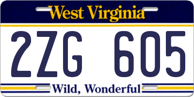 WV license plate 2ZG605