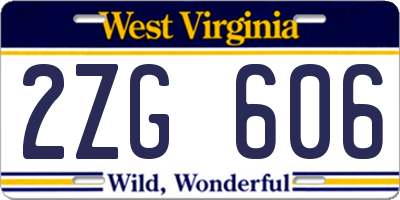 WV license plate 2ZG606