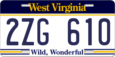 WV license plate 2ZG610