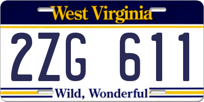 WV license plate 2ZG611
