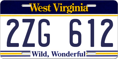 WV license plate 2ZG612