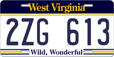 WV license plate 2ZG613