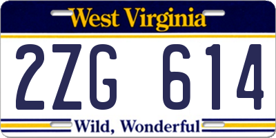 WV license plate 2ZG614
