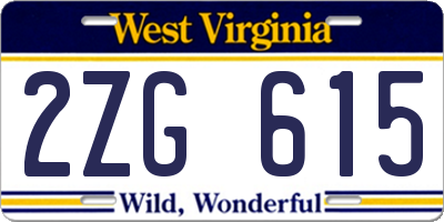 WV license plate 2ZG615