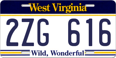 WV license plate 2ZG616