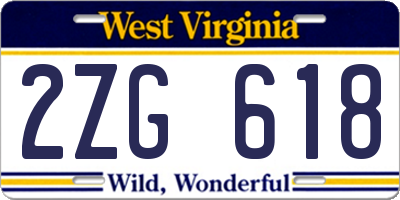 WV license plate 2ZG618