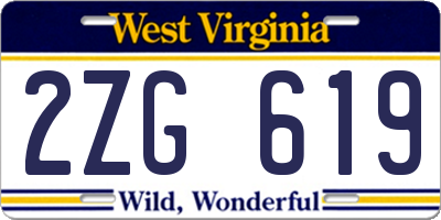 WV license plate 2ZG619
