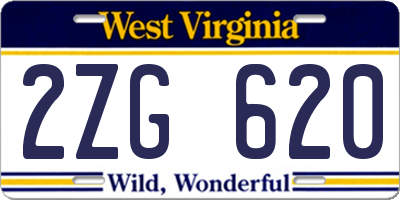 WV license plate 2ZG620