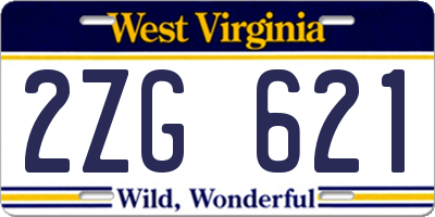 WV license plate 2ZG621