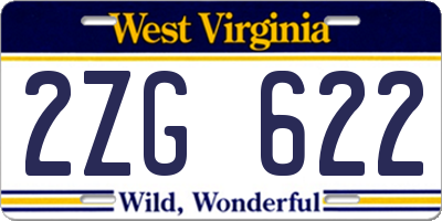 WV license plate 2ZG622