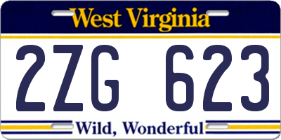 WV license plate 2ZG623