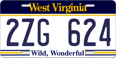 WV license plate 2ZG624