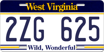 WV license plate 2ZG625
