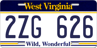 WV license plate 2ZG626