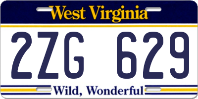WV license plate 2ZG629