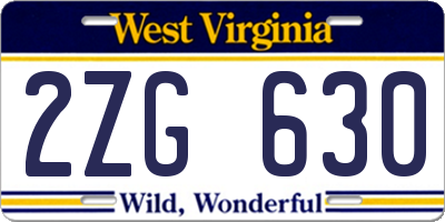 WV license plate 2ZG630