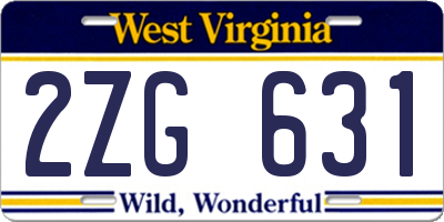 WV license plate 2ZG631