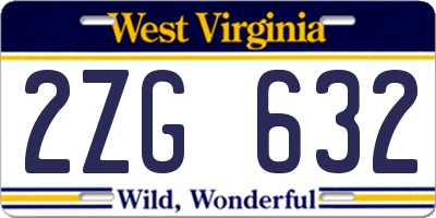 WV license plate 2ZG632