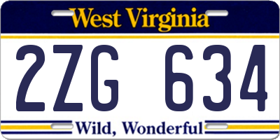 WV license plate 2ZG634