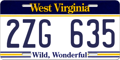 WV license plate 2ZG635
