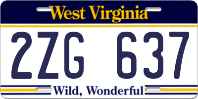 WV license plate 2ZG637