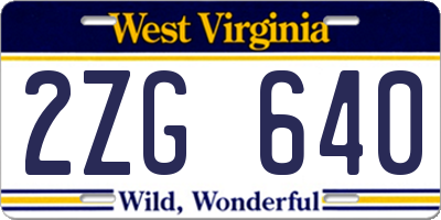 WV license plate 2ZG640