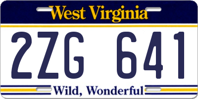 WV license plate 2ZG641