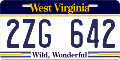 WV license plate 2ZG642