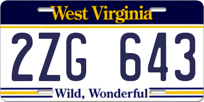 WV license plate 2ZG643