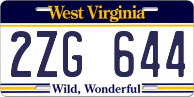WV license plate 2ZG644