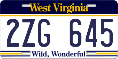 WV license plate 2ZG645