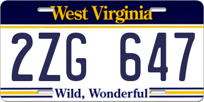 WV license plate 2ZG647
