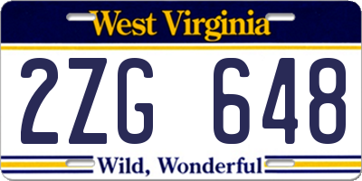 WV license plate 2ZG648