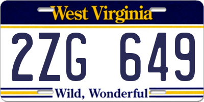 WV license plate 2ZG649